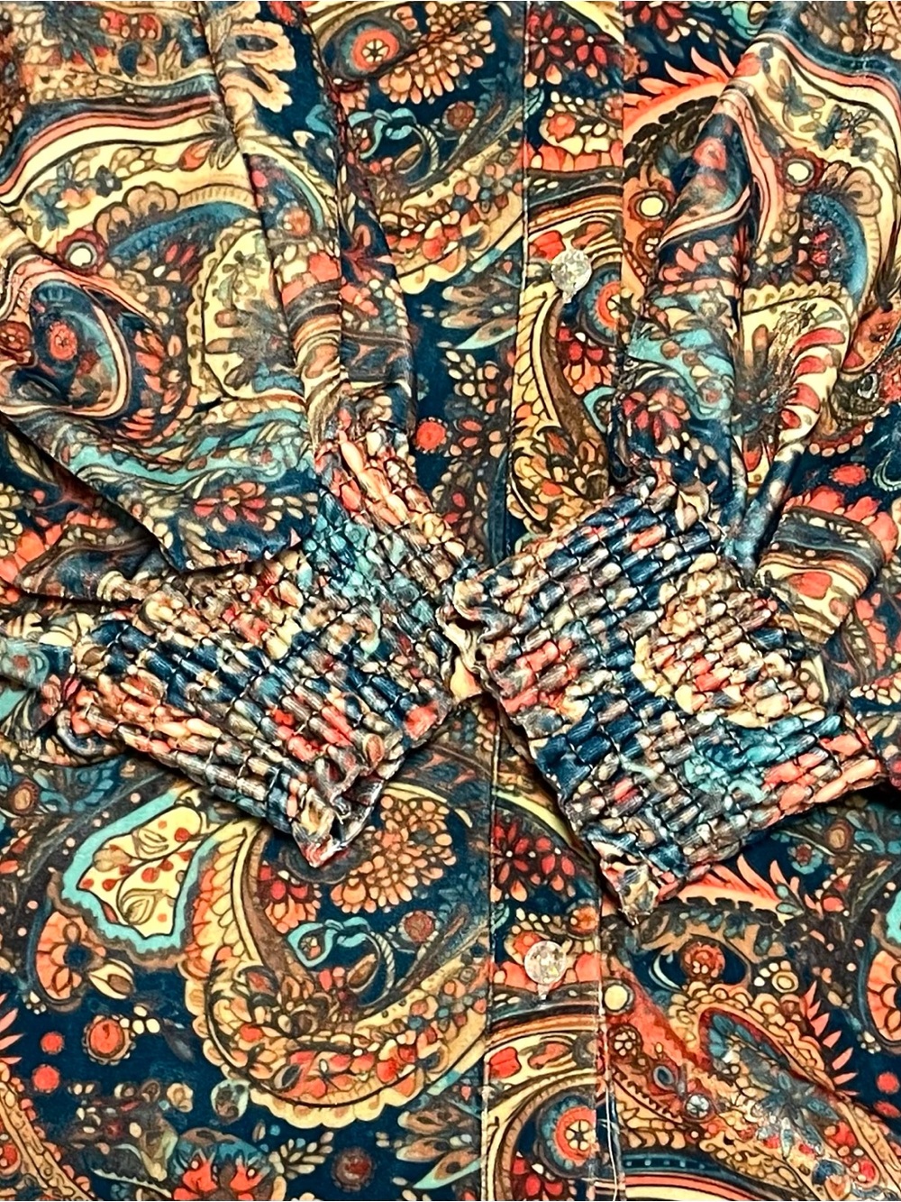 Paisley Print Velour Blouse XL - Picture 7 of 16